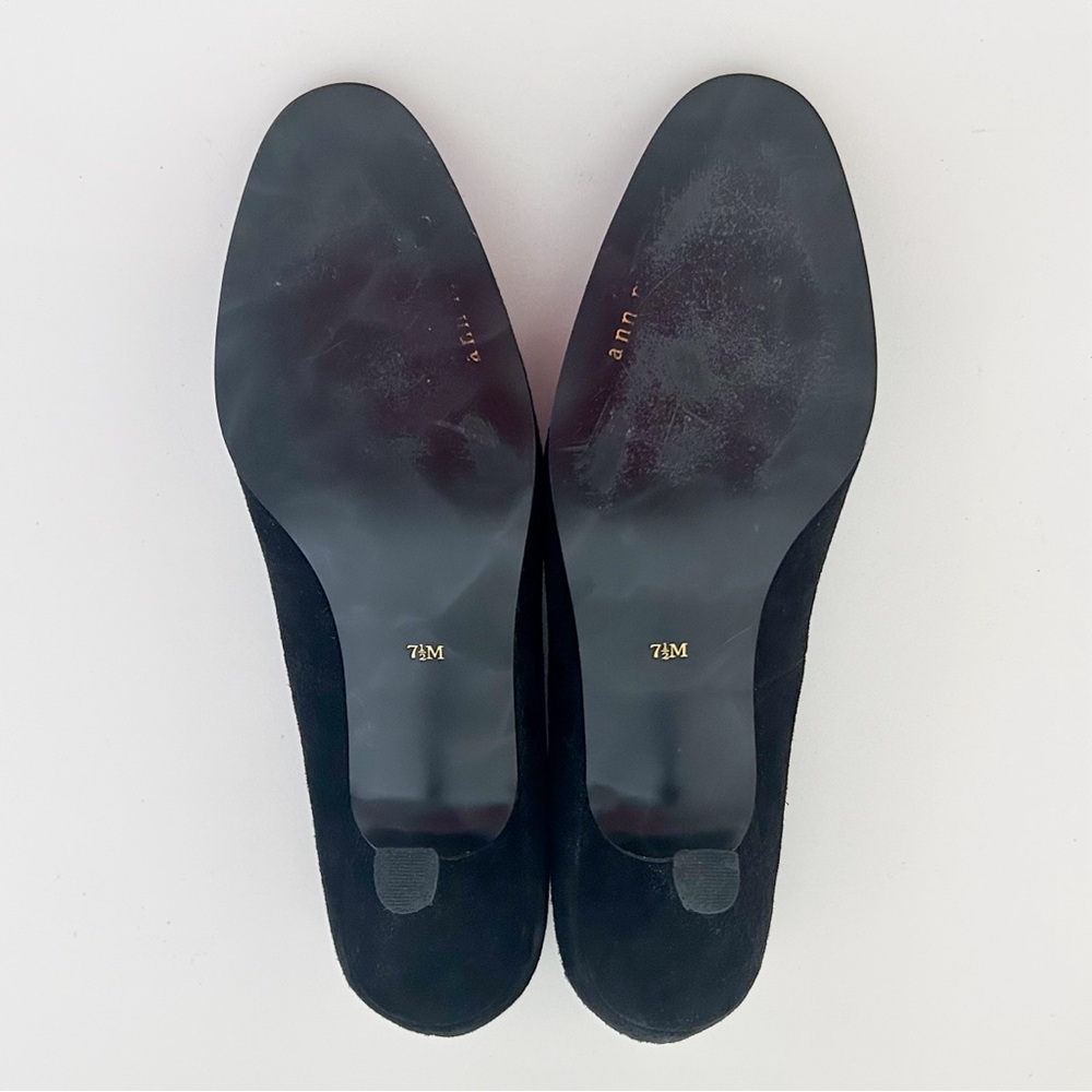 Ann Marino Black Suede Leather Round Toe Kitten Heel Mary Jane Pumps High heels - Picture 7 of 8